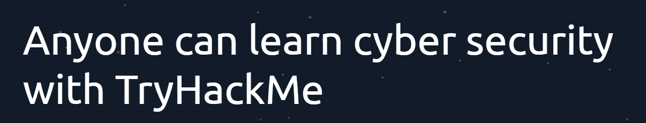 Page d'accueil de Try Hack Me