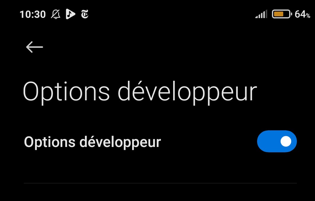 activation du mode développeur sur android