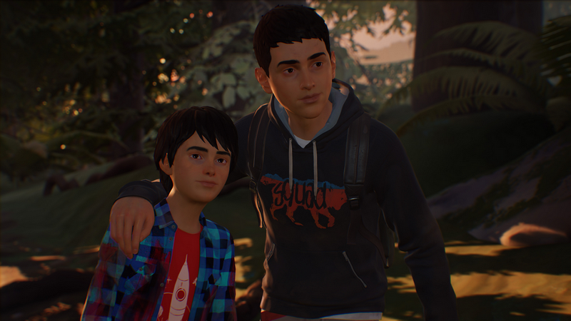 Capture d'écran de Life Is Strange 2 : Daniel à gauche, Sean à droite.