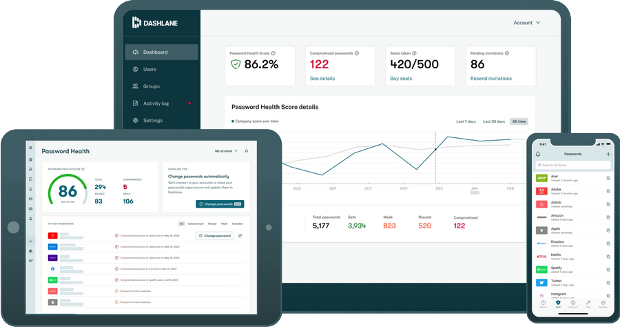 Interface de Dashlane